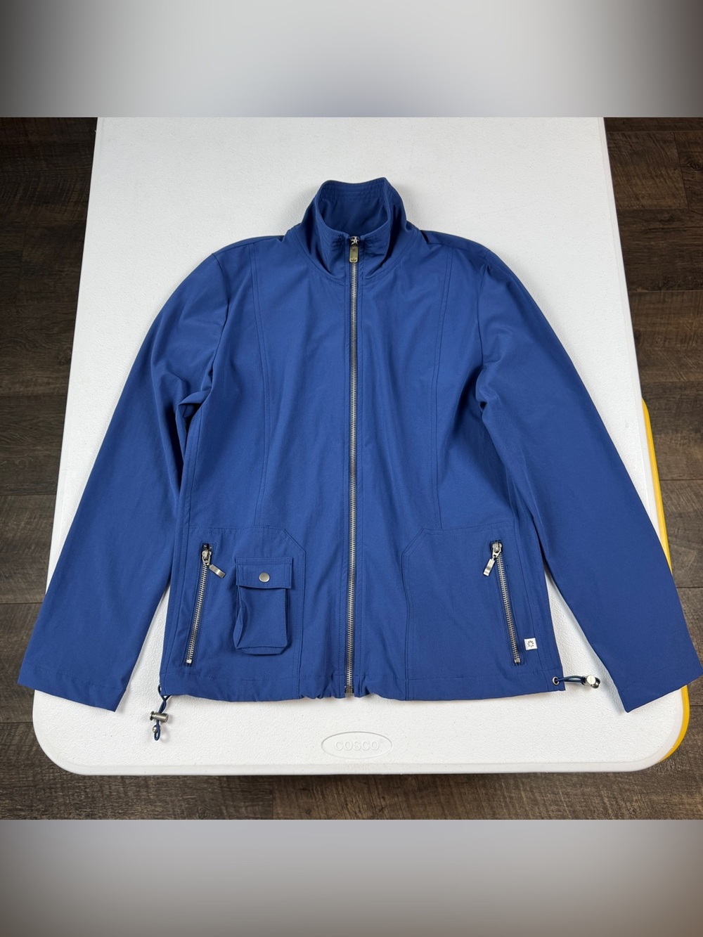 Chicos Zenergy Size 0 Windbreaker Jacket Womens Small Blue Full Zip, Zip Pockets